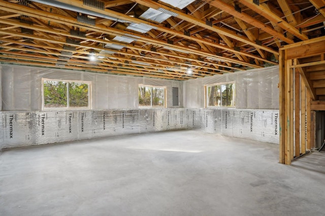 basement with a healthy amount of sunlight