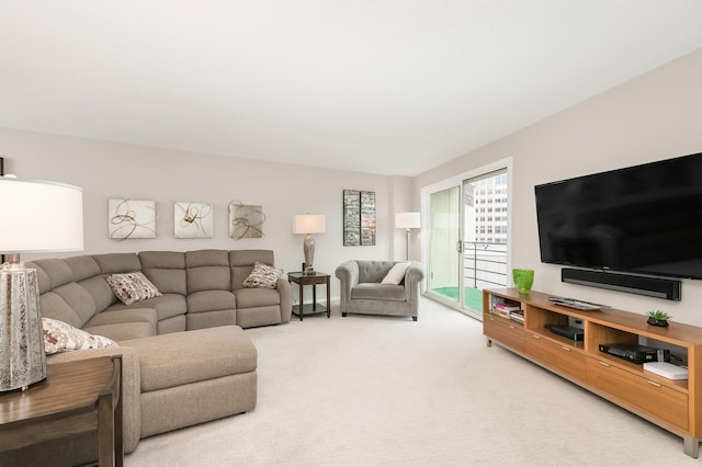 living room featuring carpet flooring