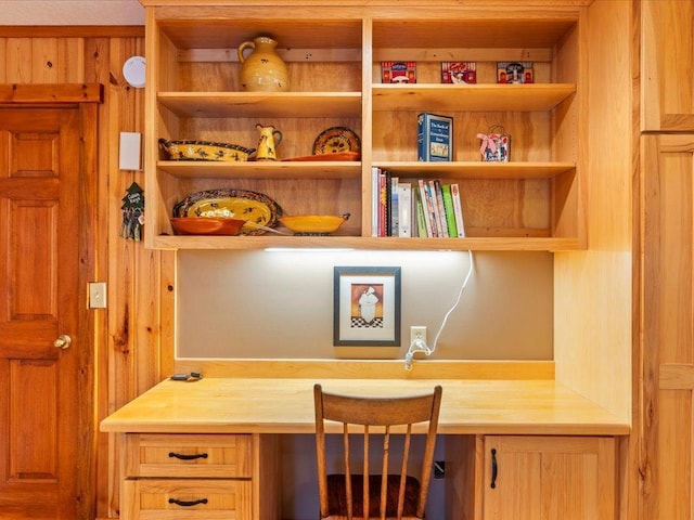 home office featuring built in desk