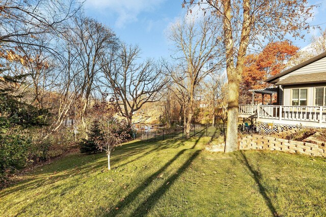 view of yard featuring a deck