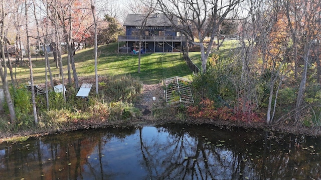 16568 Maplewood Rd, Wakefield Twp, MN 56320 - dock featuring a lawn and a deck with water view