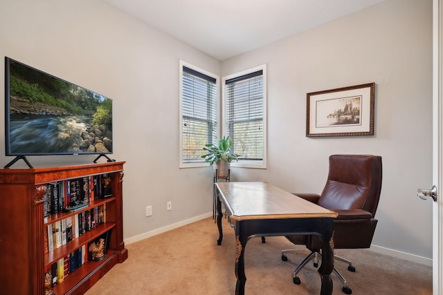 view of carpeted home office