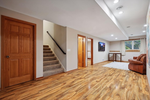 living room featuring light wood-type flooring