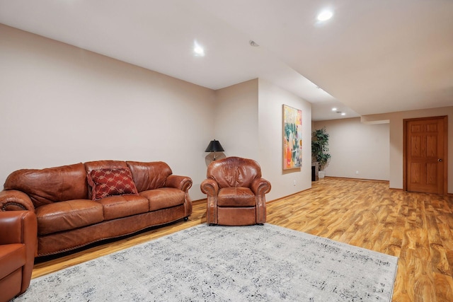 living room featuring light wood-type flooring