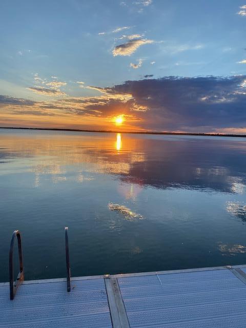 property view of water with a boat dock