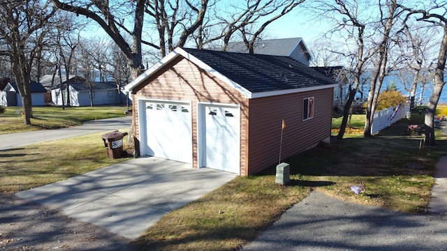 view of detached garage