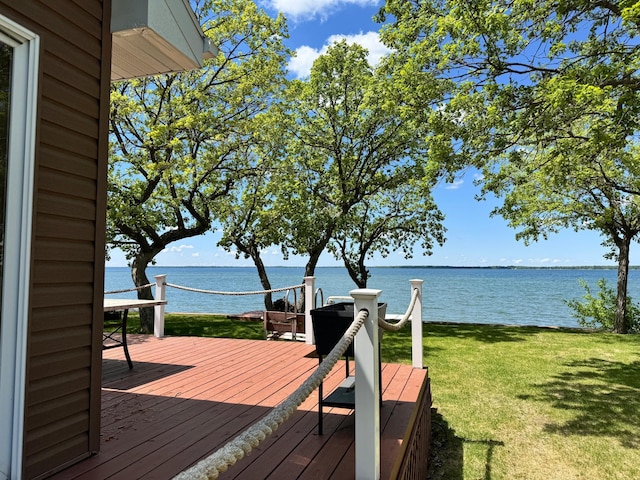 145 Bay View Rd, Ottertail, MN 56571 - deck featuring a water view and a lawn