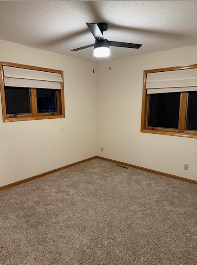 145 Bay View Rd, Ottertail, MN 56571 - empty room featuring carpet, a ceiling fan, baseboards, and a textured ceiling