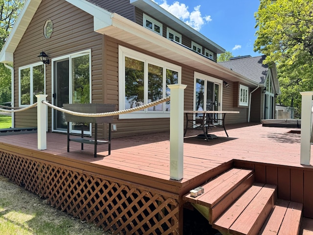 145 Bay View Rd, Ottertail, MN 56571 - wooden terrace featuring outdoor dining space