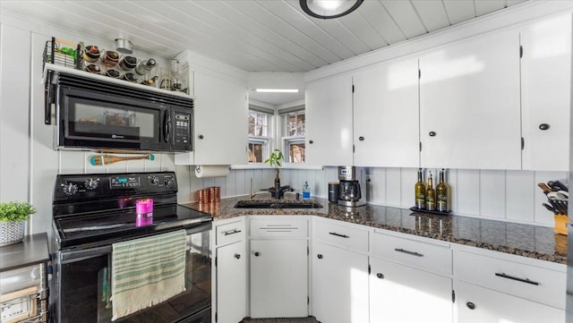 11470 Forada Beach Rd SE, Alexandria, MN 56308 - kitchen featuring white cabinetry, a sink, and black appliances