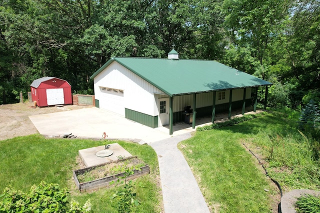 exterior space featuring a storage unit