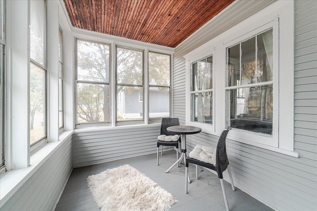 sunroom / solarium with wood ceiling