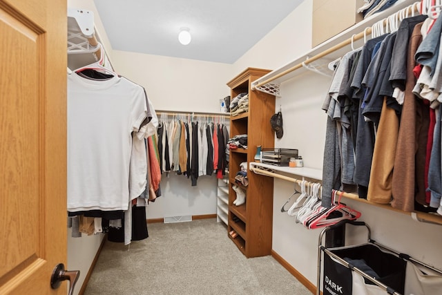 spacious closet with light carpet