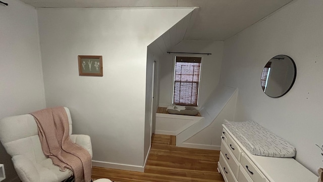 sitting room with light hardwood / wood-style flooring