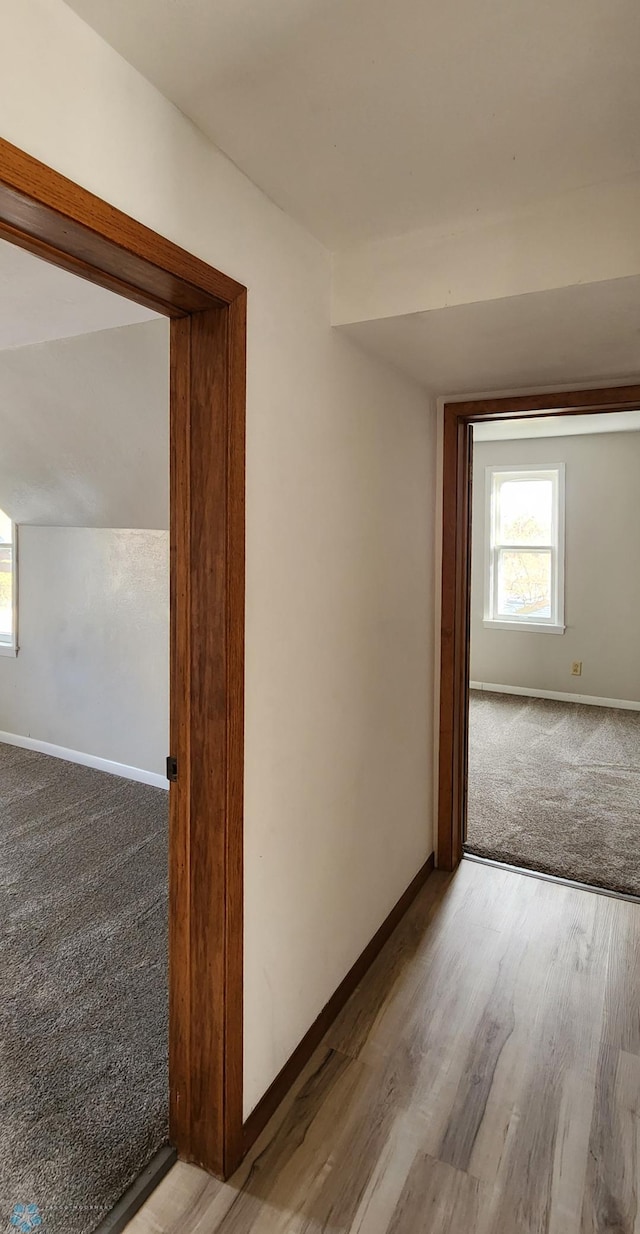 hall with light hardwood / wood-style flooring