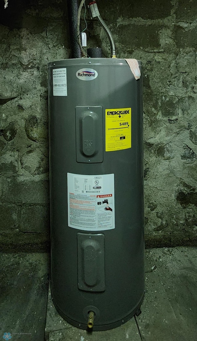 utility room featuring water heater