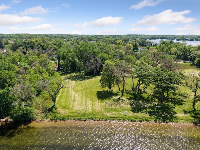 bird's eye view with a water view and a rural view