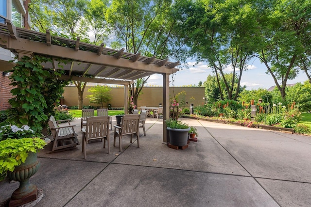 view of patio with a pergola