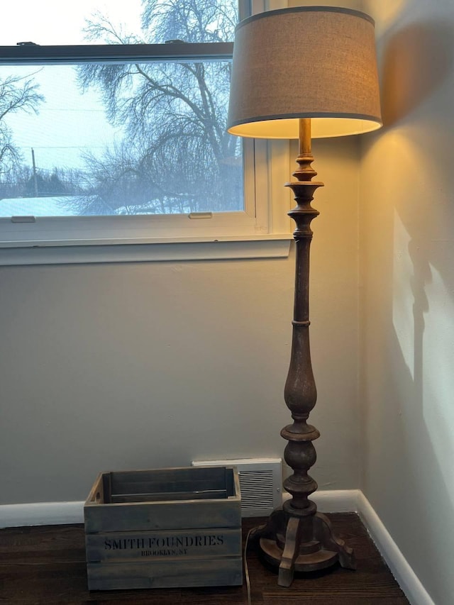 interior details with baseboards and wood finished floors