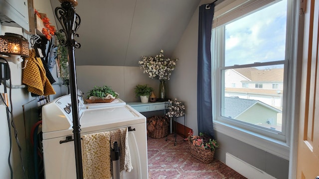 washroom with washer and dryer and laundry area