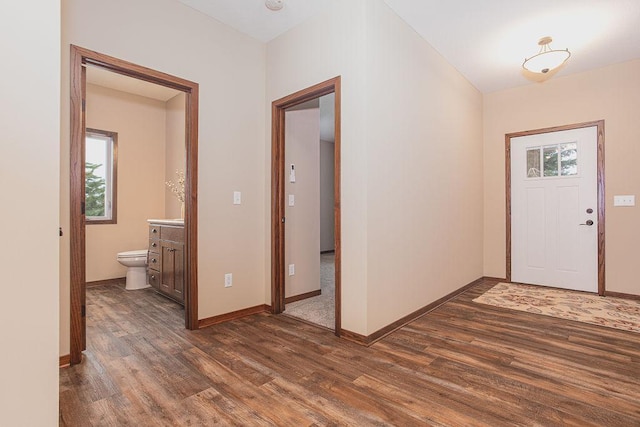 entrance foyer featuring dark wood-type flooring