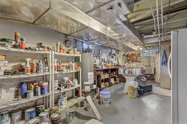 storage area with gas water heater