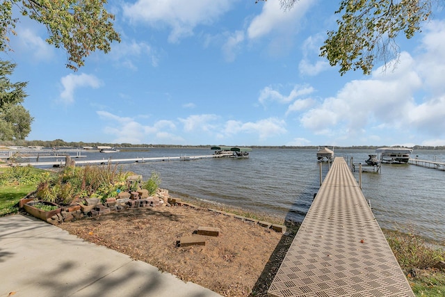 view of dock featuring a water view