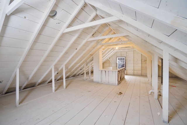 view of unfinished attic