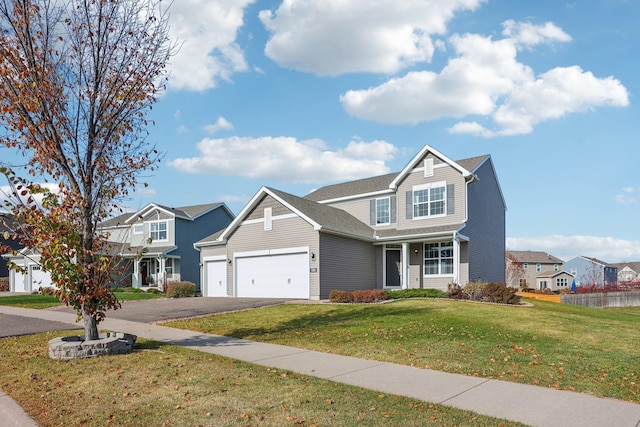 view of front facade featuring a garage and a front yard