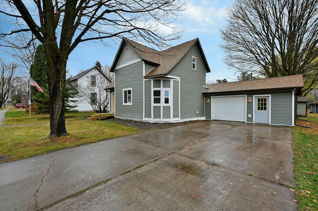 view of home's exterior with a lawn