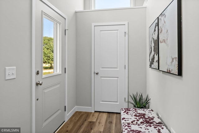 doorway featuring hardwood / wood-style flooring