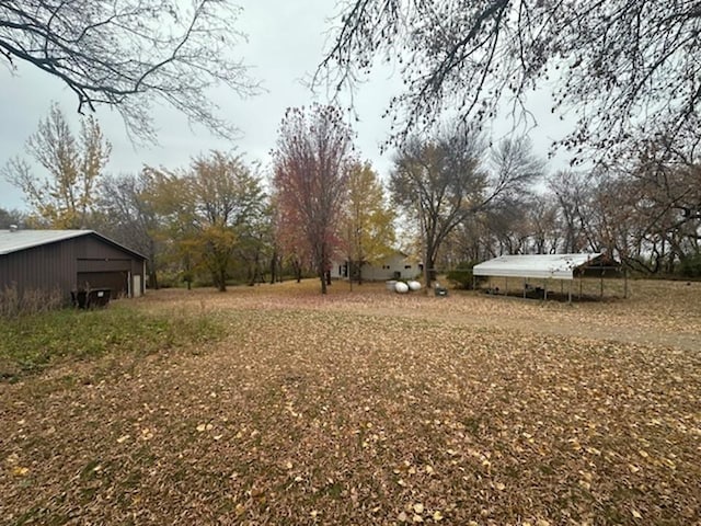 view of yard featuring an outdoor structure