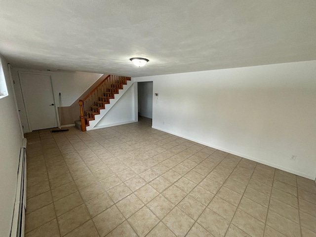 basement with a baseboard radiator