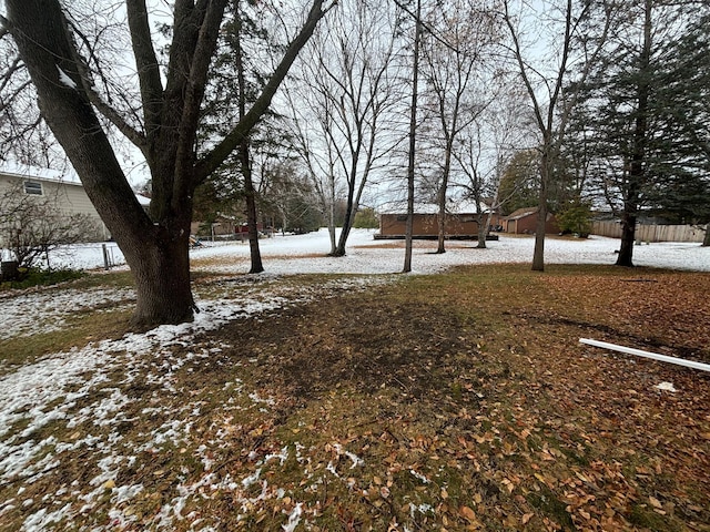 view of yard covered in snow