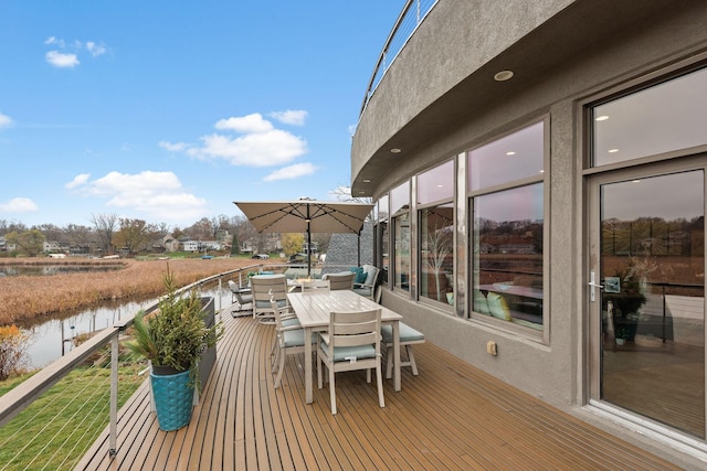 4637 Carlow Rd, Mound, MN 55364 - deck featuring a water view and outdoor dining area
