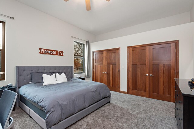 4637 Carlow Rd, Mound, MN 55364 - carpeted bedroom featuring a ceiling fan and multiple closets