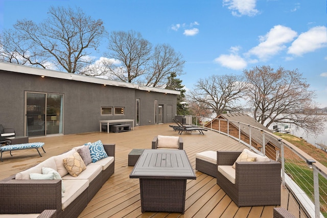 4637 Carlow Rd, Mound, MN 55364 - wooden deck with an outdoor hangout area