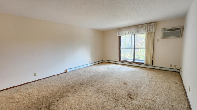 11160 Anderson Lakes Pkwy Unit 313, Eden Prairie, MN 55344 - carpeted spare room featuring a wall mounted air conditioner, a baseboard radiator, and a textured ceiling