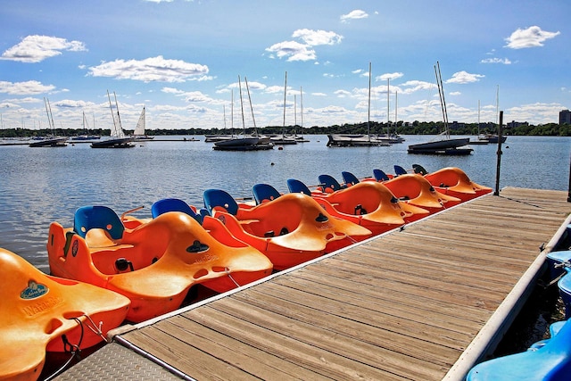 view of dock featuring a water view