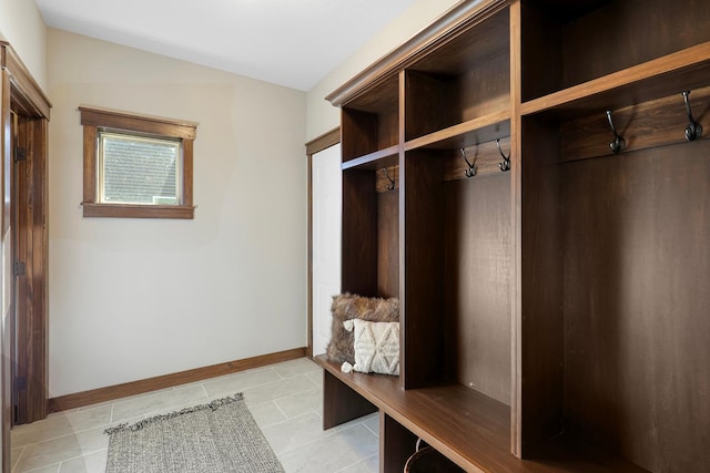 mudroom featuring light tile patterned flooring