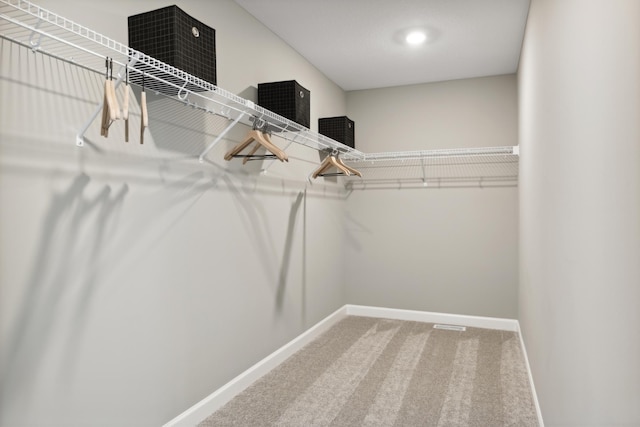 walk in closet with carpet