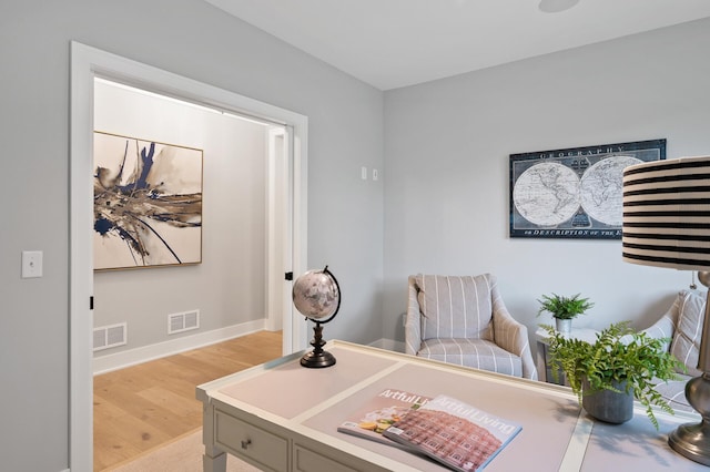 interior space with light hardwood / wood-style floors