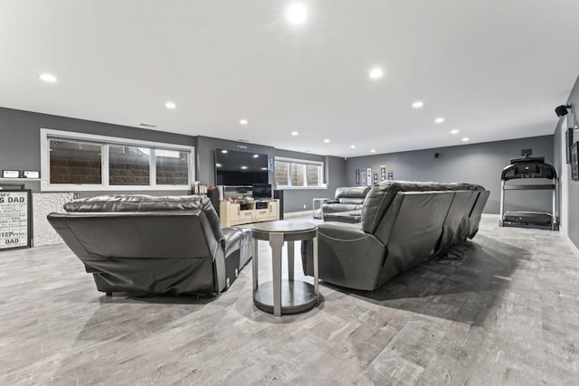 living room with light wood-type flooring