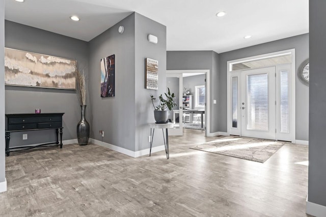 entrance foyer featuring light wood-type flooring