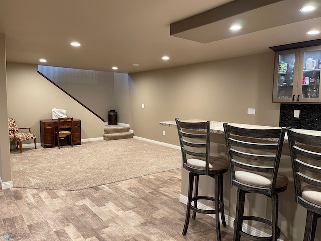 bar with light colored carpet