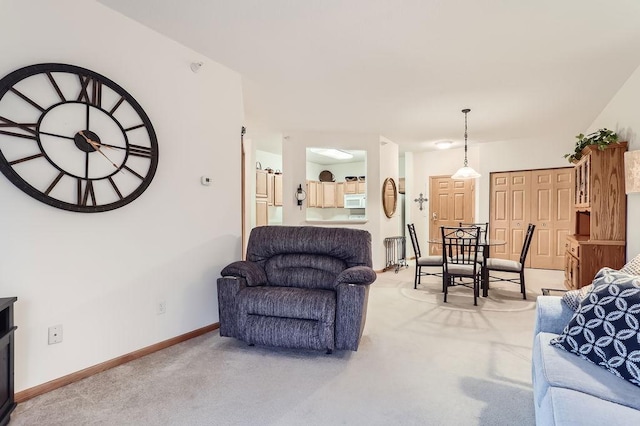 living room featuring carpet