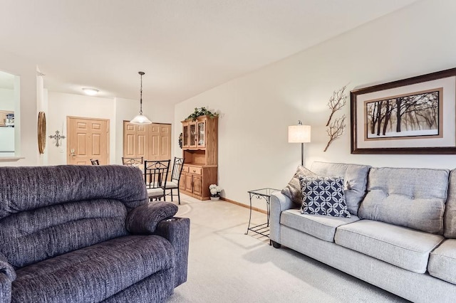 living room with light carpet