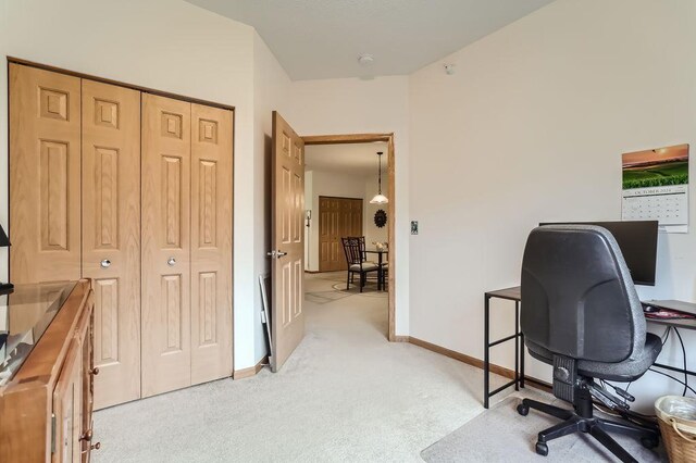 view of carpeted office space