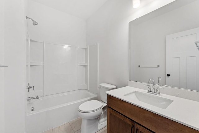 full bathroom with tile patterned floors, vanity, toilet, and bathing tub / shower combination