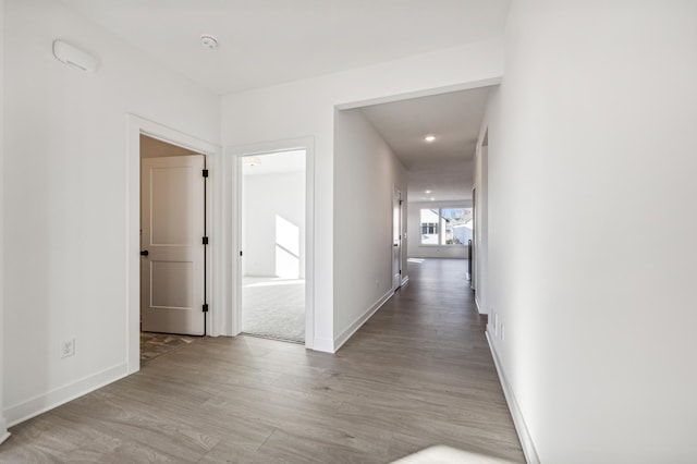 hall featuring light hardwood / wood-style flooring